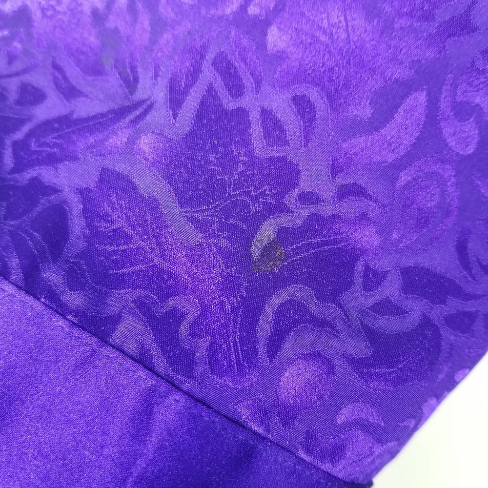 VINTAGE VICTORIA’S SECRET Gold Label Long Satin Robe Waist Tie Royal Purple US M